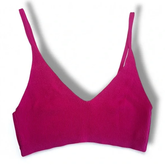 Jacquemus Pink Valensole Ribbed Knit Bralette Top Pink - Picture 3 of 9
